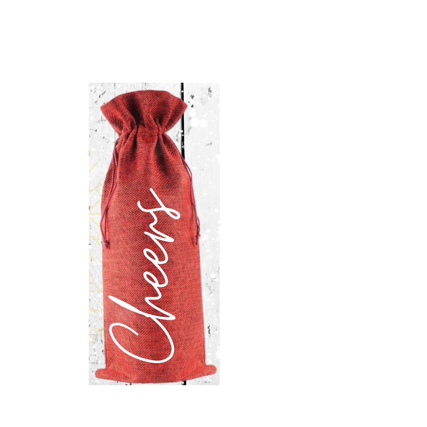 Cheers Burlap Wine Bag