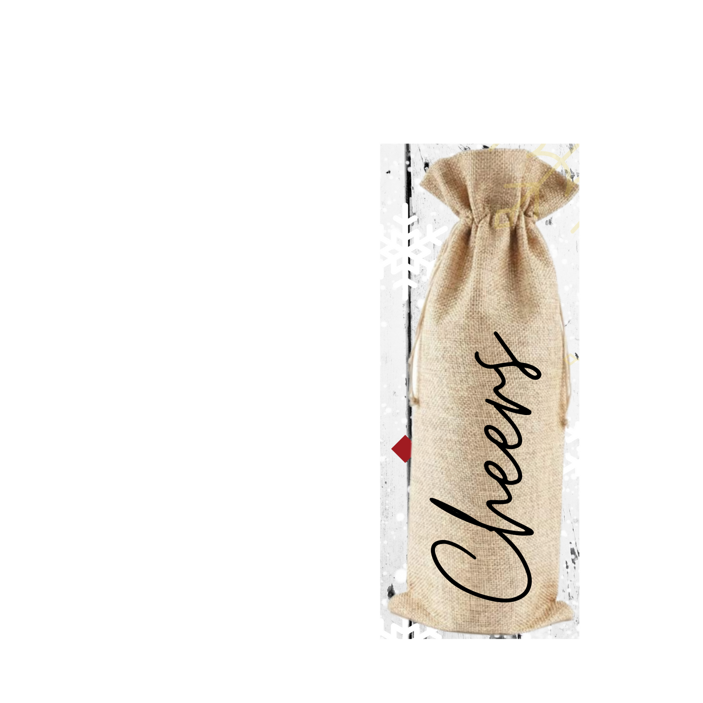 Cheers Burlap Wine Bag