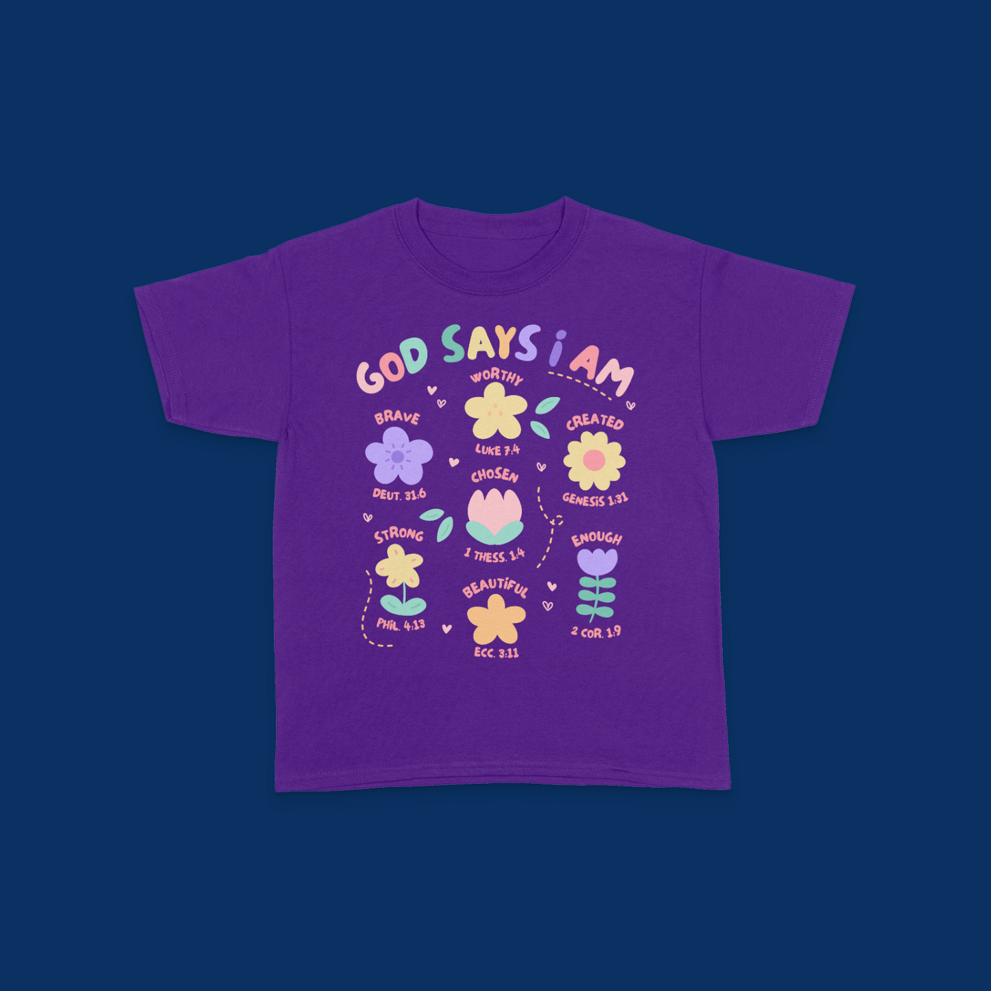 Floral God Says I Am Kids T-Shirt