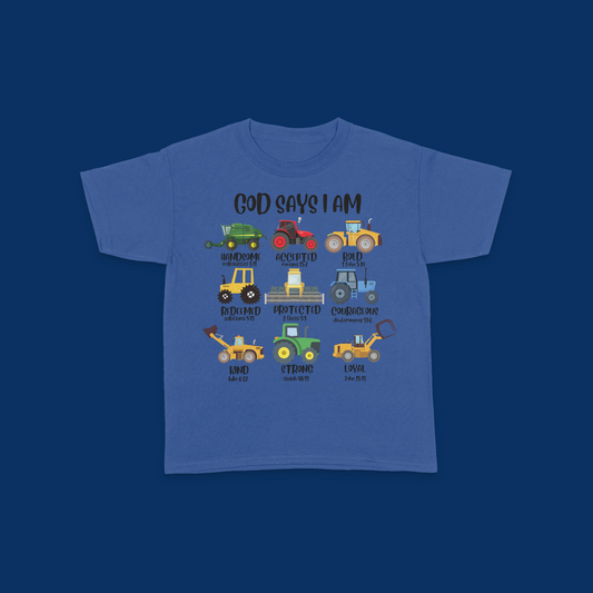 Heavy Machinery God Says I Am Kids T-Shirt