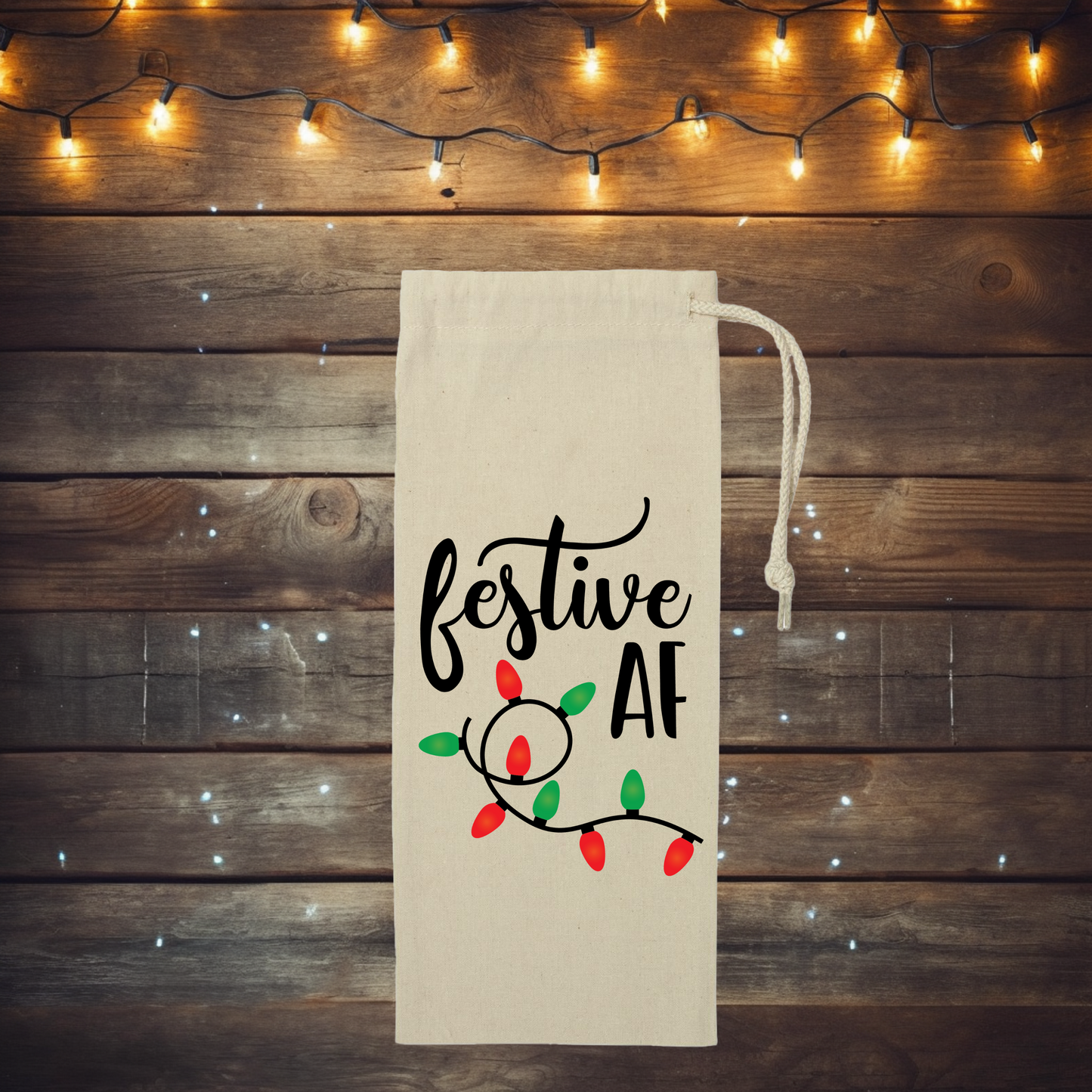 Festive AF Canvas Wine Bag